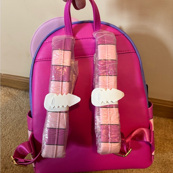 Disney Alice In Wonderland Loungefly Fuzzy Cheshire Mini Backpack - Picture 9 of 11